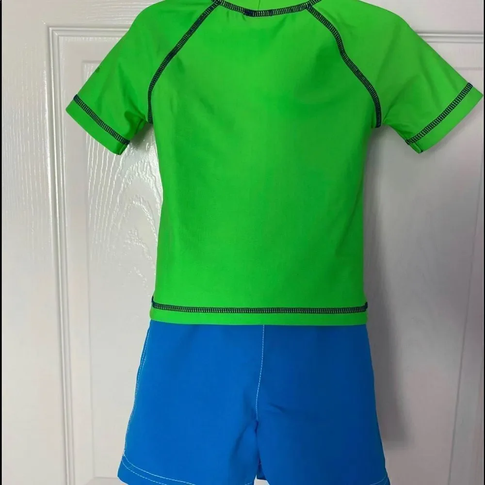 Carters Boys 18M T-Rex Dinosaur Rash Guard Shirt & Swim Trunks